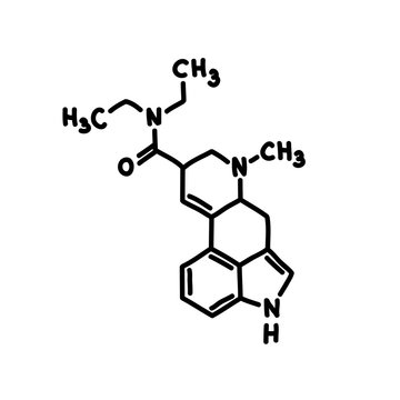 chemical formula lsd doodle icon, vector illustration