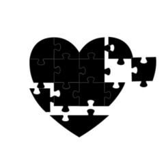 Connect black heart puzzle vector