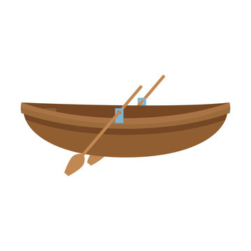 wooden canoe icon, colorful design