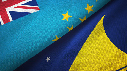 Tuvalu and Tokelau two flags textile cloth, fabric texture