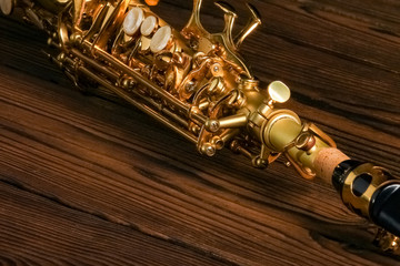soprano saxophone on black background