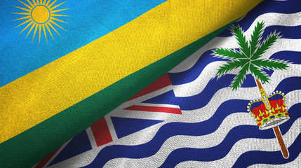 Rwanda and British Indian Territory two flags textile cloth, fabric texture