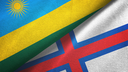 Rwanda and Faroe Islands two flags textile cloth, fabric texture