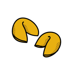 chinese fortune cookie doodle icon, vector illustration
