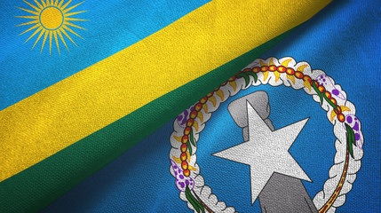 Rwanda and Northern Mariana Islands two flags textile cloth, fabric texture