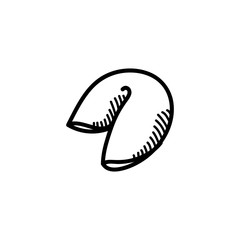 chinese fortune cookie doodle icon, vector illustration