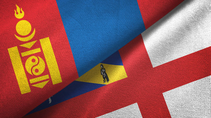 Mongolia and Herm two flags textile cloth, fabric texture