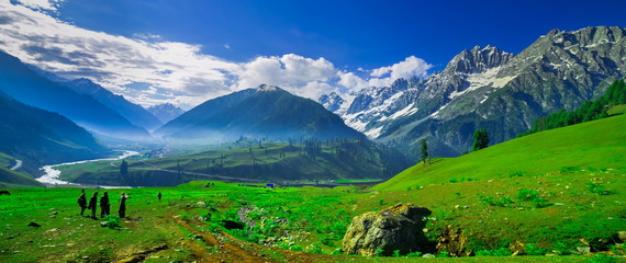 Beautiful landscape view of Sonamarg in Thajiwas park in Jammu and Kashmir, India
