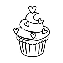delicious sweet cupcake with hearts
