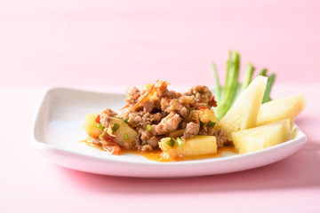 Nam Prik Ong with pineapple, Northern Thai local food