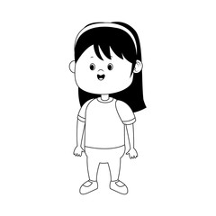 cartoon girl wearing casual clothes, flat design