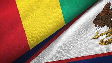 Guinea and American Samoa two flags textile cloth, fabric texture