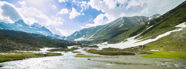 Thajwas Glacier in Sonmarg Kashmir under a fresh cover of snow