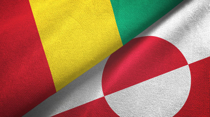 Guinea and Greenland two flags textile cloth, fabric texture