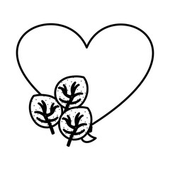 happy valentines day heart with leafs plant