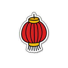 chinese lantern doodle icon, vector illustration