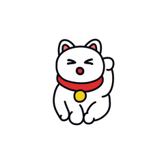 maneki neko doodle icon, vector illustration