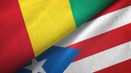 Guinea and Puerto Rico two flags textile cloth, fabric texture