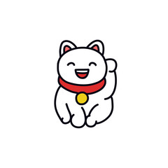 maneki neko doodle icon, vector illustration