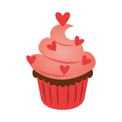 delicious sweet cupcake with hearts