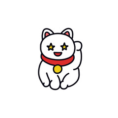 maneki neko doodle icon, vector illustration