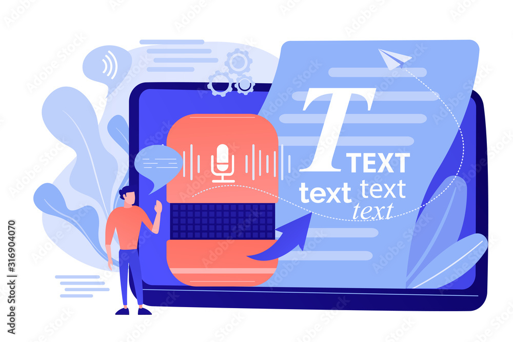 Poster speech-to-text app, voice recognition application. convert speech to text, multi-language speech rec
