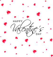 Valentine's Day red text and hearts on a white background. Isolated. Design elements for prints, web pages, invitation, gift and greetings card, banners and templates