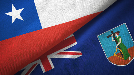 Chile and Montserrat two flags textile cloth, fabric texture