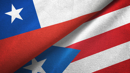 Chile and Puerto Rico two flags textile cloth, fabric texture