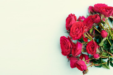 Bouquet of red roses with copy space, vintage style