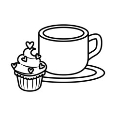 delicious sweet cupcake with hearts