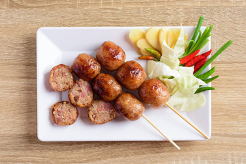 Thai sausage or Isan sausage (grilled fermented rice with pork)