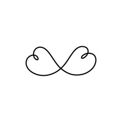 Infinity Hearts logo, Love symbol, Valentine's Day, greeting card design, continuous line drawing, small tattoo, print for clothes and logo design, logo design, Heart isolated abstract vector