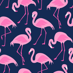 Fototapeta premium Vector seamless pattern with flamingos