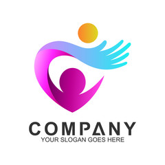 People Care Logo,Kid In Hand Shape, We Care Logo,Family Logo