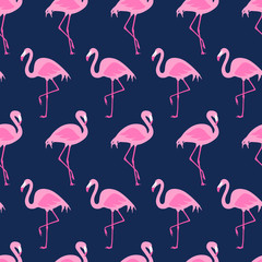 Obraz premium Vector seamless pattern with flamingos