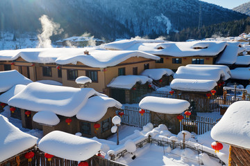 The beautiful snow landscape in China snow town .