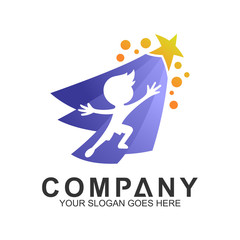 Fototapeta premium Creative Kids Logo, We Care Logo,Kid Support,Foundation Community,Children Reach Stars