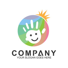 Kids World Logo, We Care Logo,Children Support,Foundation Community,Family Care
