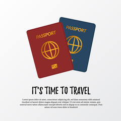illustration of blue and red world identity immigration passport. travel, vacation, holiday concept