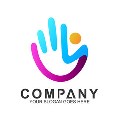 People Care Logo,Kid In Hand Shape, We Care Logo,Family Logo