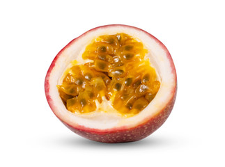 Half passion fruit isolated on a white background