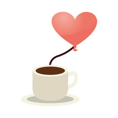 happy valentines day heart balloon helium with coffee cup