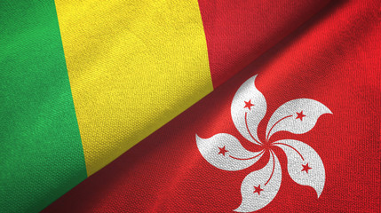 Mali and Hong Kong two flags textile cloth, fabric texture