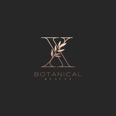 Letter X Botanical Elegant Minimalist Signature Logo