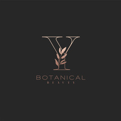 Letter Y Botanical Elegant Minimalist Signature Logo