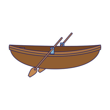 wooden canoe icon, flat design