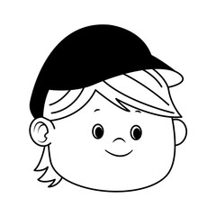 cartoon boy face wearing a cap, flat design