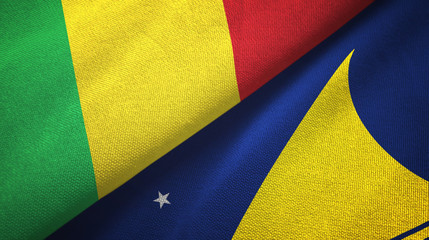 Mali and Tokelau two flags textile cloth, fabric texture