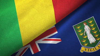 Mali and Virgin Islands British two flags textile cloth, fabric texture